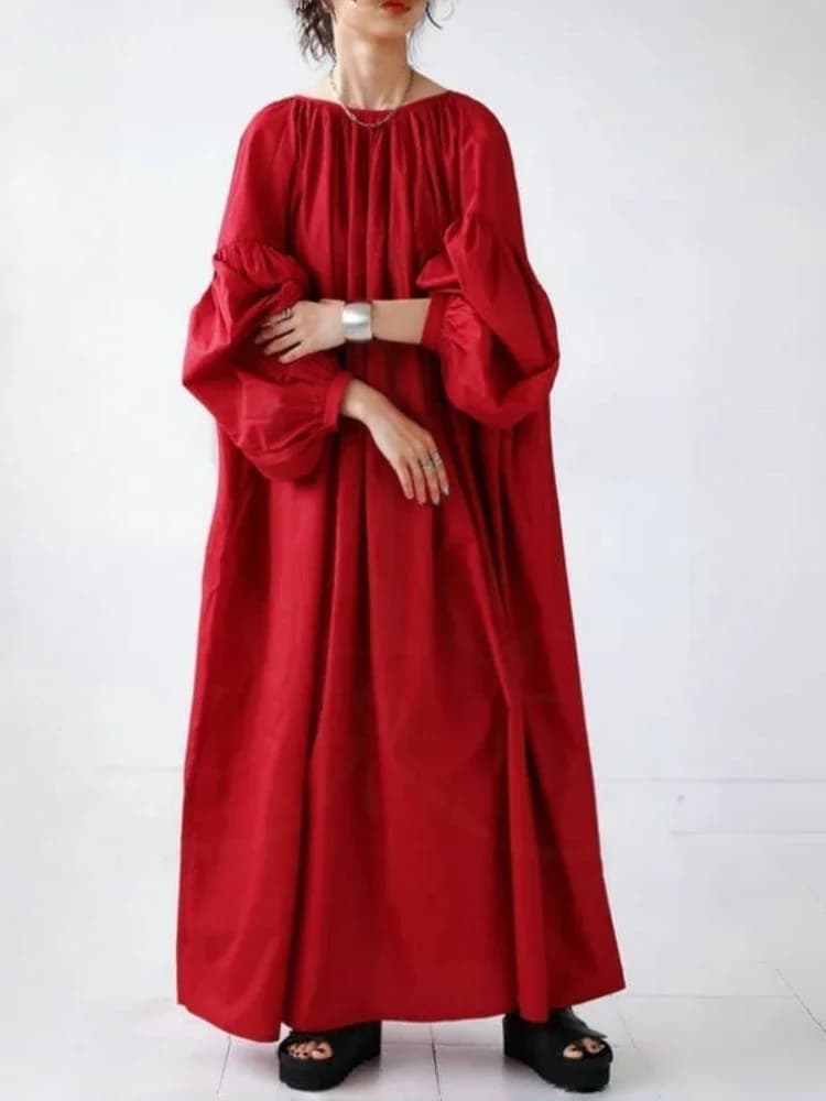 Korean Casual Loose Solid Color Dress Pockets Female 2025 New in Spring Summer Fashion Lantern Sleeve Women's Shirts Dresses