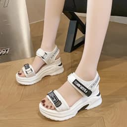 Women Sport Sandal Summer New Fashion Slope Heel Elevated Platform Shoes Girls Outdoor Leisure High Heeled Fish Mouth Sandals
