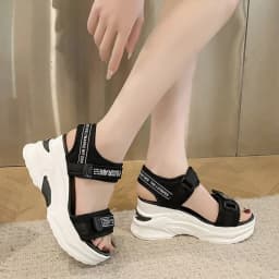Women Sport Sandal Summer New Fashion Slope Heel Elevated Platform Shoes Girls Outdoor Leisure High Heeled Fish Mouth Sandals