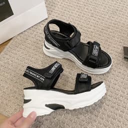 Women Sport Sandal Summer New Fashion Slope Heel Elevated Platform Shoes Girls Outdoor Leisure High Heeled Fish Mouth Sandals