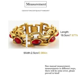 Vintage Oval Red Bracelets For Woman High Quality Gold Color Made Of Natural Stones Charm Girls Wedding Jewelry Bangles Chunky