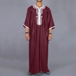 Moroccan Style Muslim Men's Long Robe White Elegant Exquisite Embroidery Men's Long Robe Casual Simple Robe