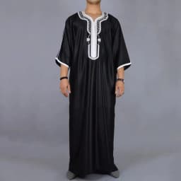 Moroccan Style Muslim Men's Long Robe White Elegant Exquisite Embroidery Men's Long Robe Casual Simple Robe