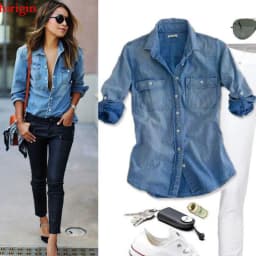 Women Fashion Blue Denim Shirts Women Girls Autumn Casual Long Sleeve Solid Blue Two Pockets Cotton Blend Tops 2025 New