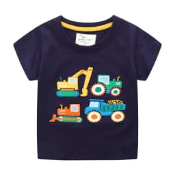 Jumping Meters 2-7T Cotton Animals Embroidery Summer Boys Girls Tees Kids Tops Cotton Fashion Tshirts Kids Baby Clothes