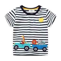 Jumping Meters 2-7T Cotton Animals Embroidery Summer Boys Girls Tees Kids Tops Cotton Fashion Tshirts Kids Baby Clothes