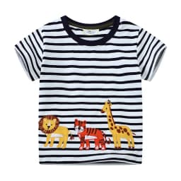 Jumping Meters 2-7T Cotton Animals Embroidery Summer Boys Girls Tees Kids Tops Cotton Fashion Tshirts Kids Baby Clothes