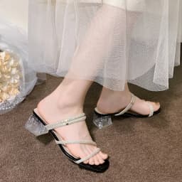 2025 Summer New Rhinestone Fish Mouth Thick Heel Flip-flops High Heels Fashionable Sexy Banquet Sandals for Women