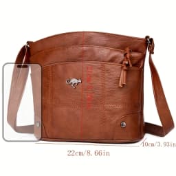 Elegant Vintage Style Shoulder Bag, Faux Leather Multiple Pockets Crossbody Bag, Adjustable Strap, Women's Commuter Work Purse