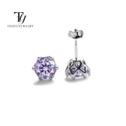 Real 925 Sterling Silver Classic Round Stud Earrings 0.5/1/2CT*2 D Color Moissanite Fashion Jewelry Womens Earrings For Party