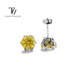 Real 925 Sterling Silver Classic Round Stud Earrings 0.5/1/2CT*2 D Color Moissanite Fashion Jewelry Womens Earrings For Party