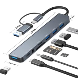 8-In-2 Port USB C Expander USB 3.0 Hub Type C Splitter Type C Dock Multiport 7 Port Adapter USB Expander For Xiaomi Phone Tablet