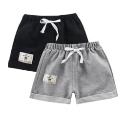 2pcs Cotton Summer Kids Shorts Boys Girls Solid Color Short Baby Cartoon Casual Pant Children Short Pant Sport Clothing Outwear