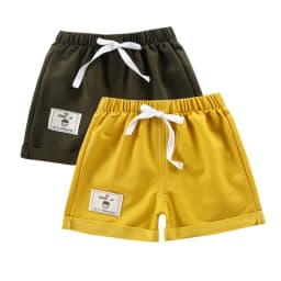 2pcs Cotton Summer Kids Shorts Boys Girls Solid Color Short Baby Cartoon Casual Pant Children Short Pant Sport Clothing Outwear