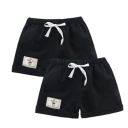 2pcs Cotton Summer Kids Shorts Boys Girls Solid Color Short Baby Cartoon Casual Pant Children Short Pant Sport Clothing Outwear