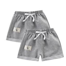 2pcs Cotton Summer Kids Shorts Boys Girls Solid Color Short Baby Cartoon Casual Pant Children Short Pant Sport Clothing Outwear