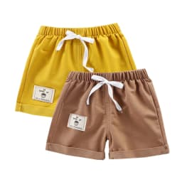2pcs Cotton Summer Kids Shorts Boys Girls Solid Color Short Baby Cartoon Casual Pant Children Short Pant Sport Clothing Outwear