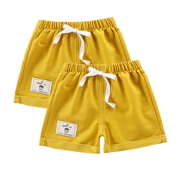 2pcs Cotton Summer Kids Shorts Boys Girls Solid Color Short Baby Cartoon Casual Pant Children Short Pant Sport Clothing Outwear