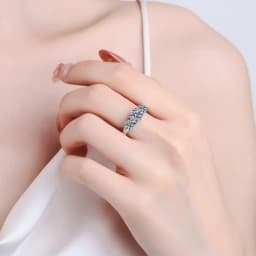 Total 4 Carat Moissanite Ring D Color VVS1 EX Round Moissanite Ring 925 Sterling Silver Eternity Ring Women Engagement Wedding