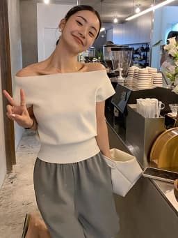 Ice Silk Knitted Off Shoulder Short Sleeve T Shirt Women Elegant Youth Summer Crop Top Korean Chic Holiday Lady Casual Tee 2025