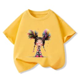Thinking Girl T-shirt for Girls Cotton Kids TShirt Cartoon Children Casual Clothes Teen Baby Girl Casual Y2K Tops 6 8 10 12 Year