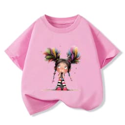 Thinking Girl T-shirt for Girls Cotton Kids TShirt Cartoon Children Casual Clothes Teen Baby Girl Casual Y2K Tops 6 8 10 12 Year