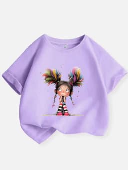 Thinking Girl T-shirt for Girls Cotton Kids TShirt Cartoon Children Casual Clothes Teen Baby Girl Casual Y2K Tops 6 8 10 12 Year