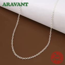 Aravant 10pcs/Lot 925 Sterling Silver 1MM 45-75CM Circle Chain Necklace For Women Fashion Party Wedding Jewelry
