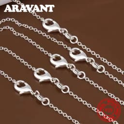 Aravant 10pcs/Lot 925 Sterling Silver 1MM 45-75CM Circle Chain Necklace For Women Fashion Party Wedding Jewelry