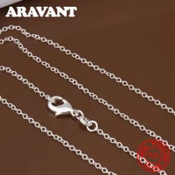 Aravant 10pcs/Lot 925 Sterling Silver 1MM 45-75CM Circle Chain Necklace For Women Fashion Party Wedding Jewelry