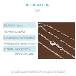 Aravant 10pcs/Lot 925 Sterling Silver 1MM 45-75CM Circle Chain Necklace For Women Fashion Party Wedding Jewelry