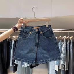 2025 Summer Denim Shorts Women's Trendy Versatile High-Waisted Loose-Fit Straight-Leg Casual Mid-Length Wide-Leg Vintage Pants