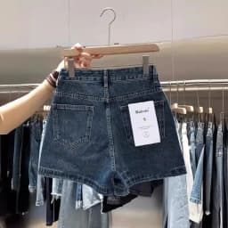 2025 Summer Denim Shorts Women's Trendy Versatile High-Waisted Loose-Fit Straight-Leg Casual Mid-Length Wide-Leg Vintage Pants