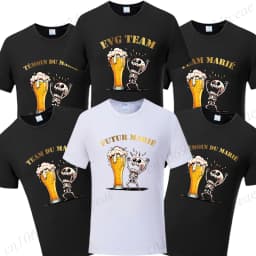 French Groom Squad Evg Team Best Man T Shirt Fashion Beer Graphic Y2k Tops Men's Single Farewell Wedding Bachelor Party Tees