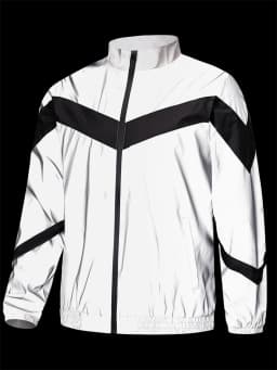 Night Reflective Jacket Men's Fashion Stand Collar Splicing Spring Autumn Casual Jacket Trendy Hip-hop Dance Streetwear