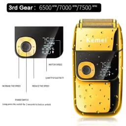 Kemei Cordless Electric Shaver for Men Twin Blade Reciprocating Rechargeable Beard Razor Face Care Multifunction Strong Trimmer
