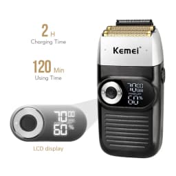 Kemei Cordless Electric Shaver for Men Twin Blade Reciprocating Rechargeable Beard Razor Face Care Multifunction Strong Trimmer
