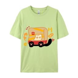 The Little Cat Covered By A Bagcotton Womens T-Shirts Cartoons Printed T Shirts Loose O-Neck Soft Tops Summer Casual Clothes