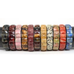10x15mm Natural Stone Square Beads Bracelets for Women Men Healing Crystal Faceted Rectangle Stretch Bangle Wrist Jewelry Gifts