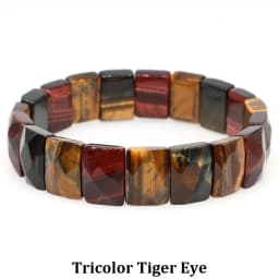 10x15mm Natural Stone Square Beads Bracelets for Women Men Healing Crystal Faceted Rectangle Stretch Bangle Wrist Jewelry Gifts
