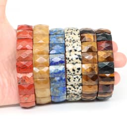 10x15mm Natural Stone Square Beads Bracelets for Women Men Healing Crystal Faceted Rectangle Stretch Bangle Wrist Jewelry Gifts