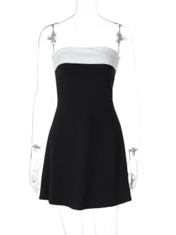 Hugcitar Color Block Strapless Patchwork Sexy Bodycon Mini Dress 2025 Summer Women Elegant Clothes Evening Party Festival