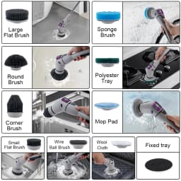 Electric Bathroom Cleaning Brush 10 in 1 Multifunctional Household Wireless Electric Spin Scrubber Cleaning for Kitchen Toilet