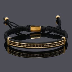 Luxury Punk CZ Bar Braided Man Bracelets For Women Handmade Jewelry Gift
