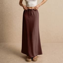 Women's Basic Versatile Drawstring Low Waist A Line Casual Skirts Sexy Tight Solid Color Bodycon Long Maxi Skirts