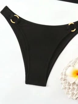 Adjustable Halter Bikini Set Solid Color Bikini Neck Trendy Swimwear for  Women Ladys Bathing Suit