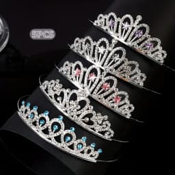 5pcs Bohemian Princess Crown Set Adorable Birthday Party Accessories Cake Decorations for Little Princesses