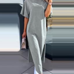 Summer Loose and Comfortable Long Dress Long T-Shirt Dress Women's Summer Clashing Dresses
