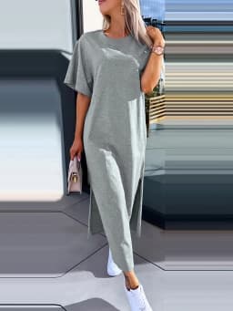 Summer Loose and Comfortable Long Dress Long T-Shirt Dress Women's Summer Clashing Dresses
