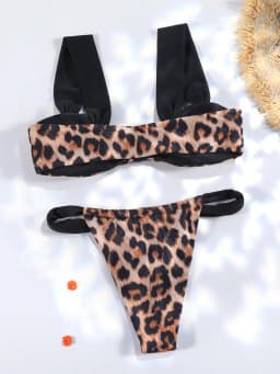 Patchwork Leopard Bikinis 2025 Sexy Women Swimsuits Thong Swimwear Bikini Set Bathing Suit Swimming Suits Black white Biquini